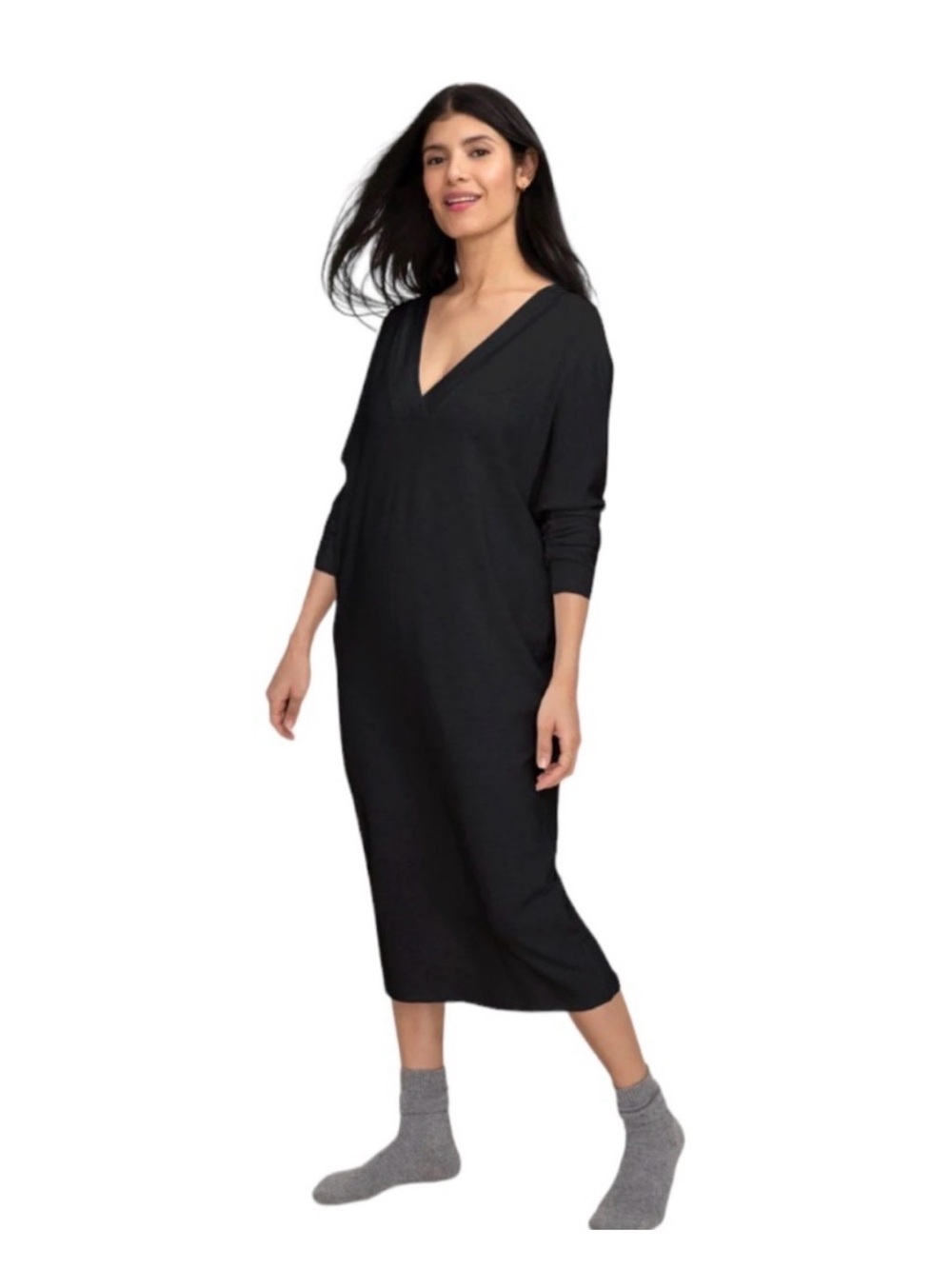 Hatch maternity v neck visitor dress black petite
